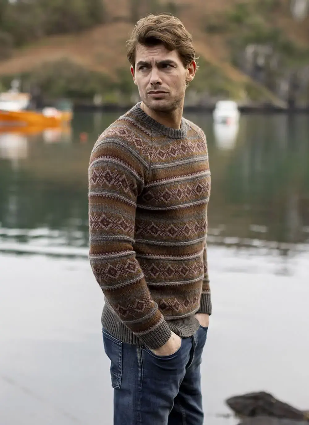 Fisherman Lambswool Fairisle Crew Neck Sweater 