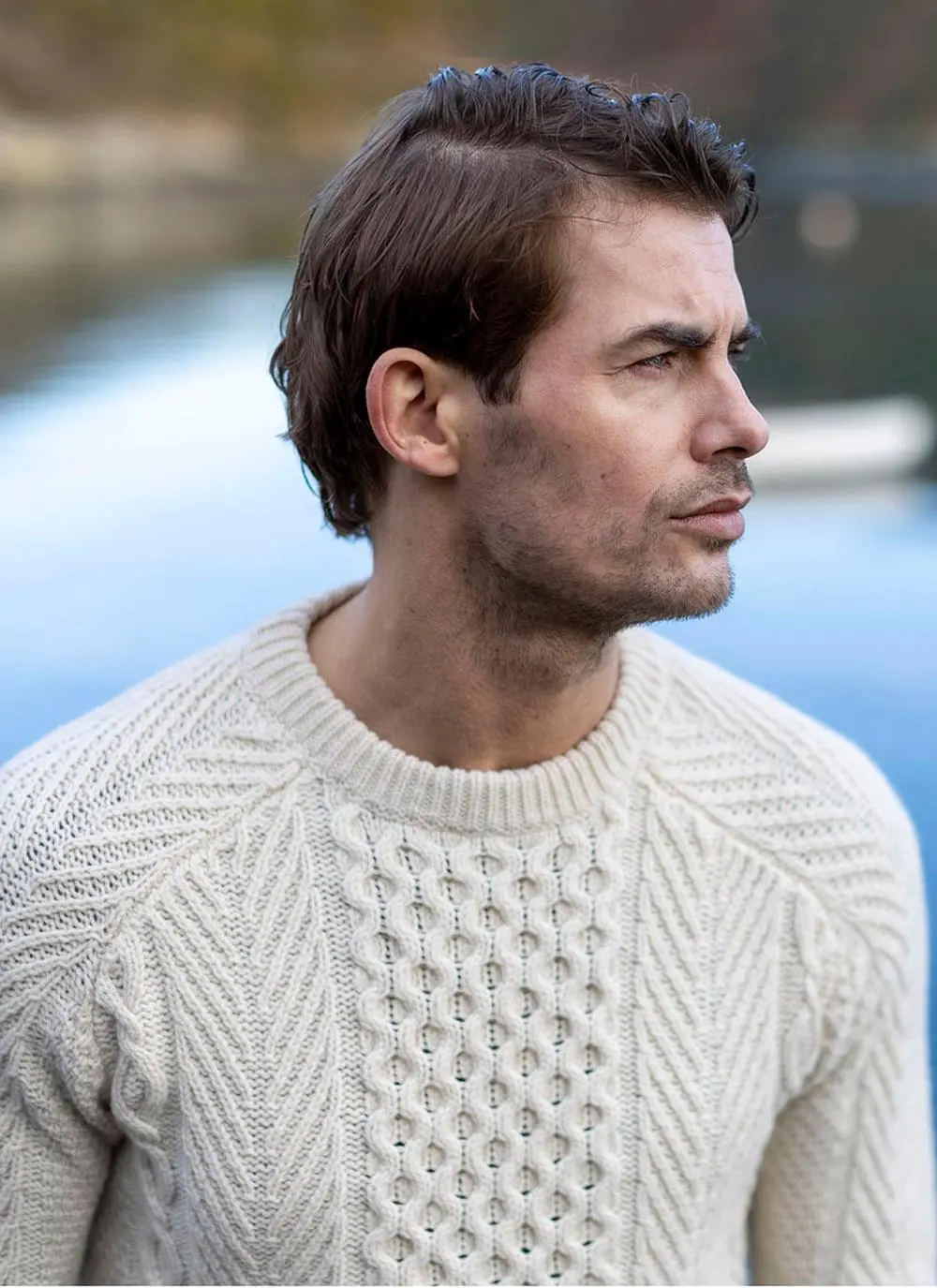 Fisherman Lambswool Aran Crew Neck Sweater