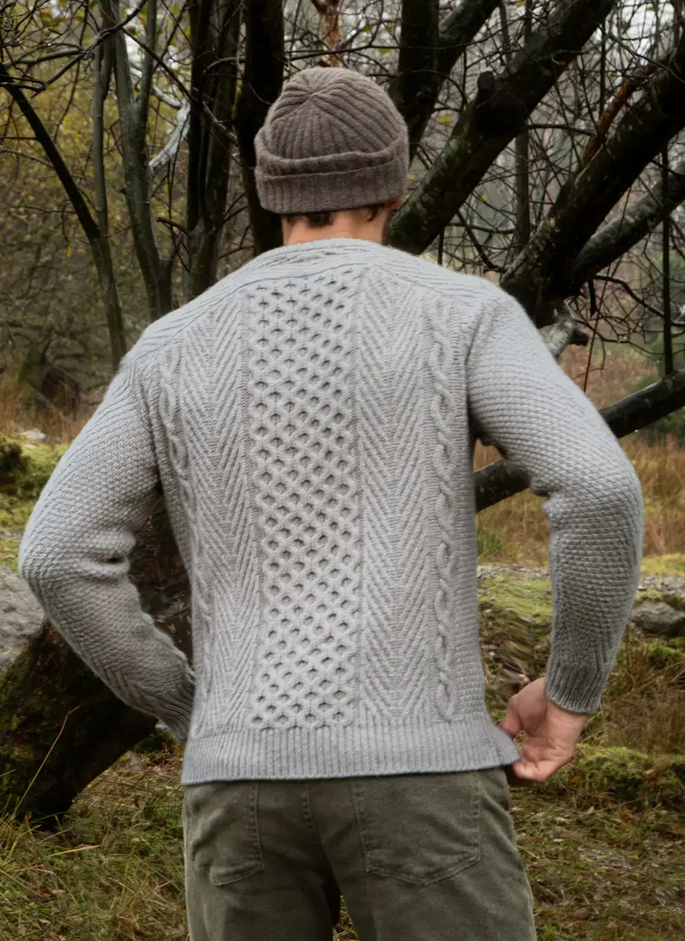 Fisherman Lambswool Aran Crew Neck Sweater