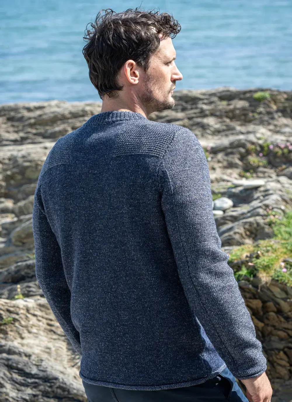 Fisherman Merino Links Stitch Crew Neck Sweater