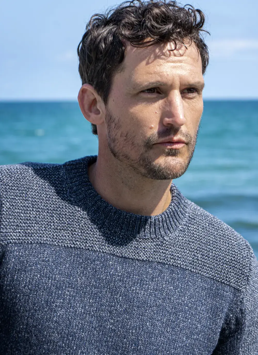 Fisherman Merino Links Stitch Crew Neck Sweater
