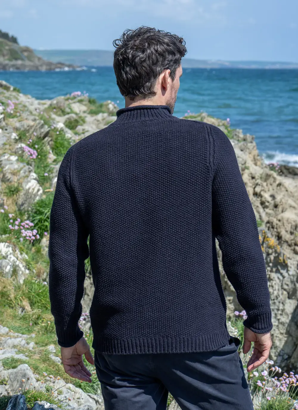 Cashmere Seed Stitch Roll Neck Sweater