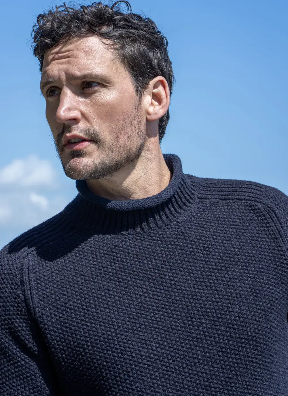 Cashmere Seed Stitch Roll Neck Sweater