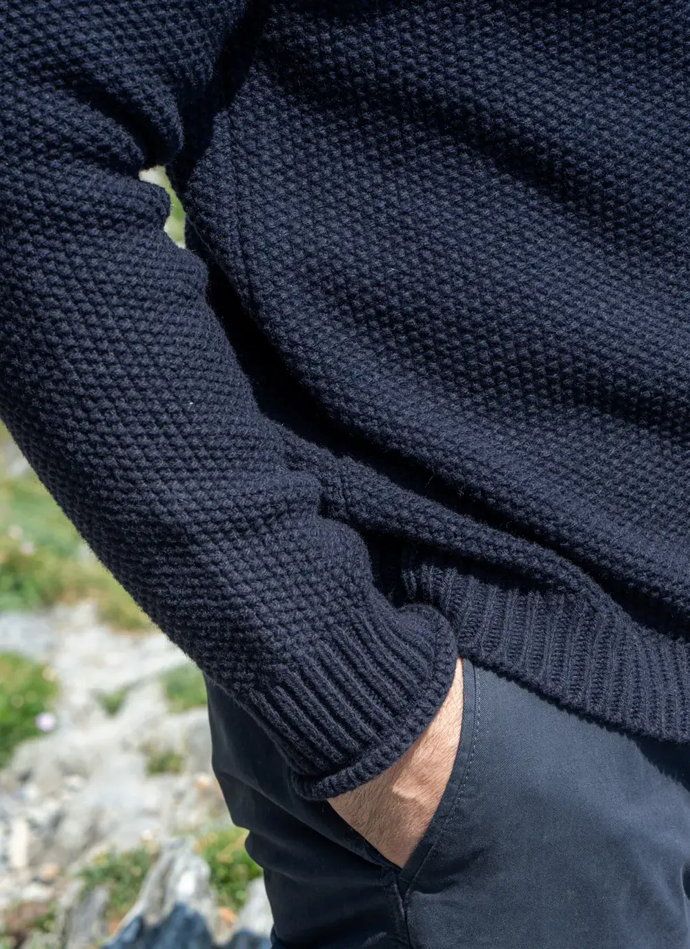 Cashmere Seed Stitch Roll Neck Sweater