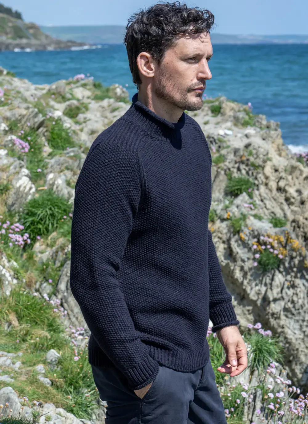 Cashmere Seed Stitch Roll Neck Sweater