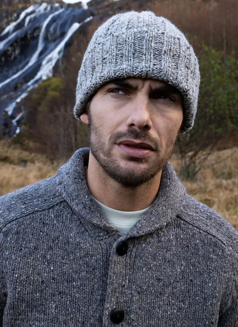 Donegal Fleck Shawl Collar Cardigan