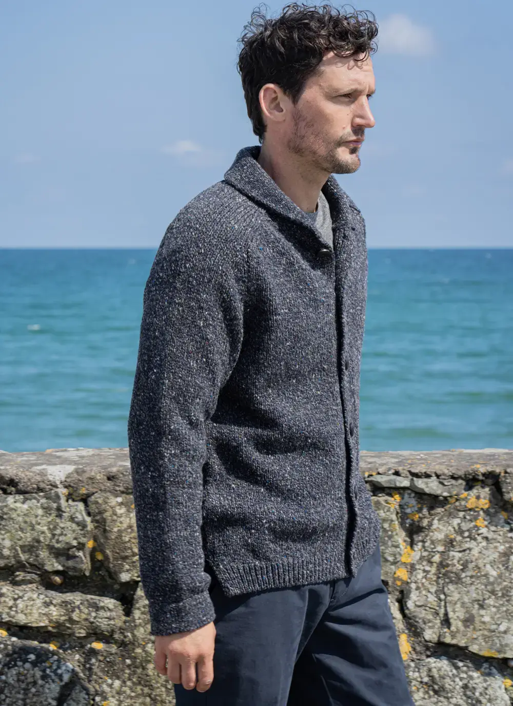 Fisherman Donegal Fleck Shawl Collar Cardigan