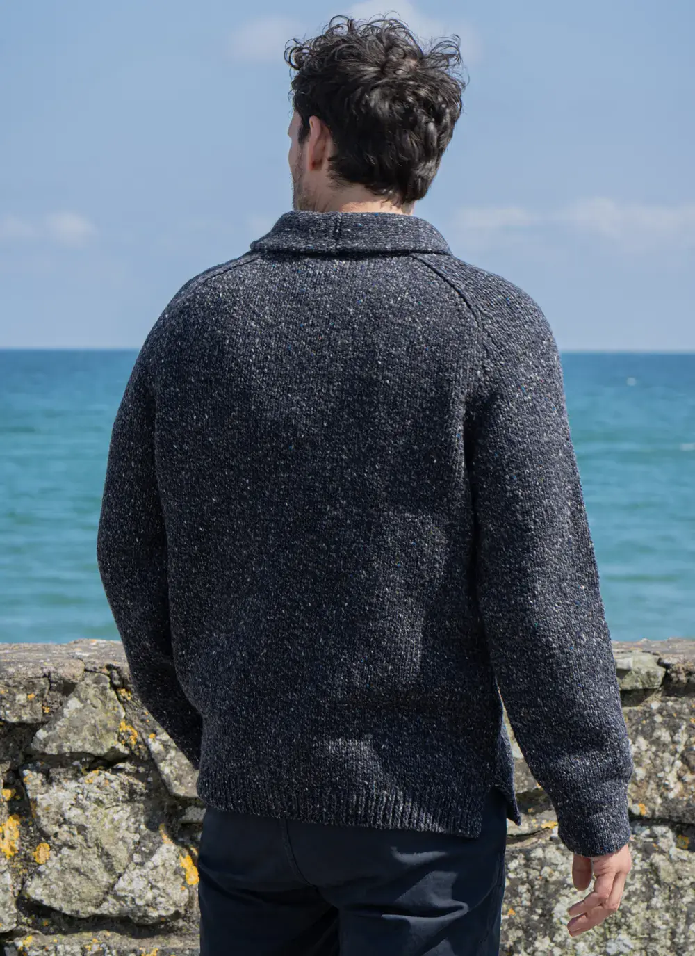 Fisherman Donegal Fleck Shawl Collar Cardigan