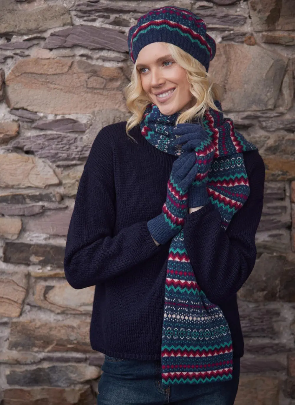 Fair Isle Hope Beret, Scarf & Gloves Set