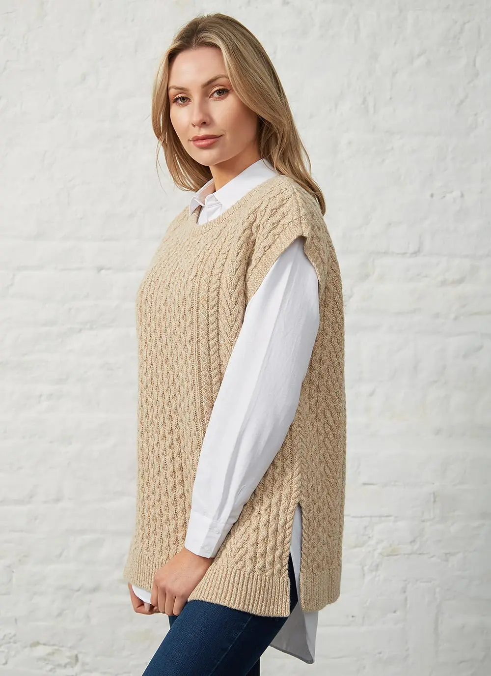Fennel Oversized Aran Sweater Vest