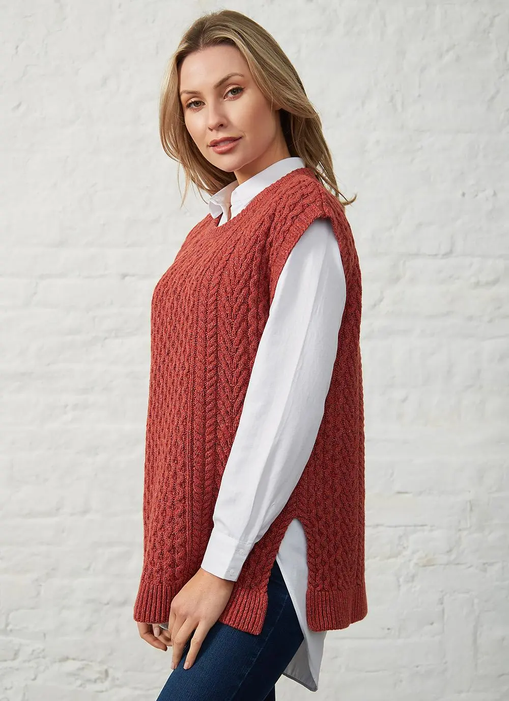 Fennel Oversized Aran Sweater Vest