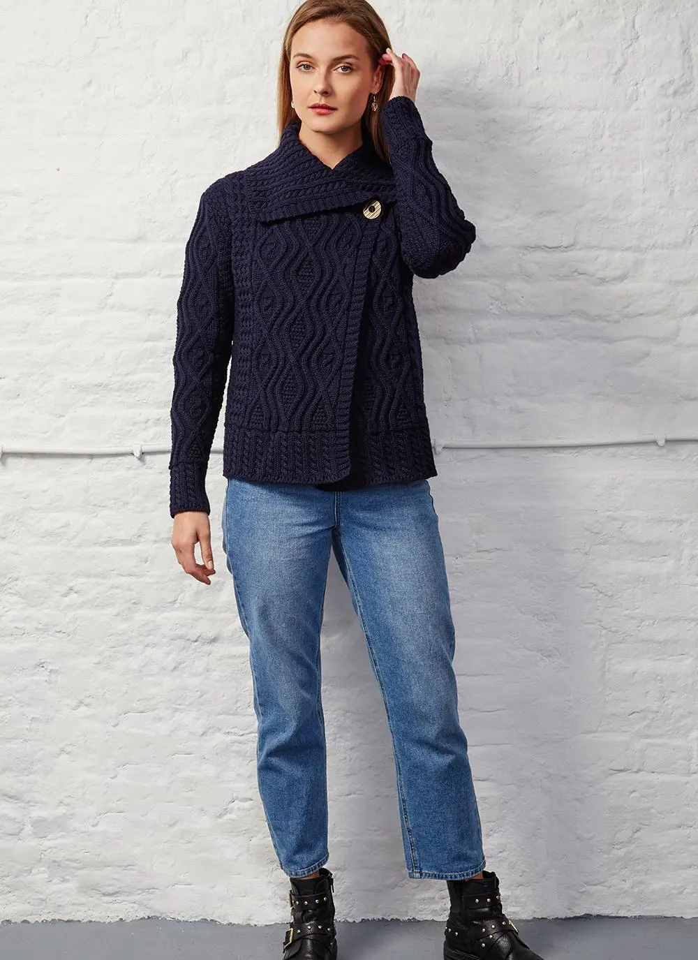 Fiona One Button Aran Cardigan