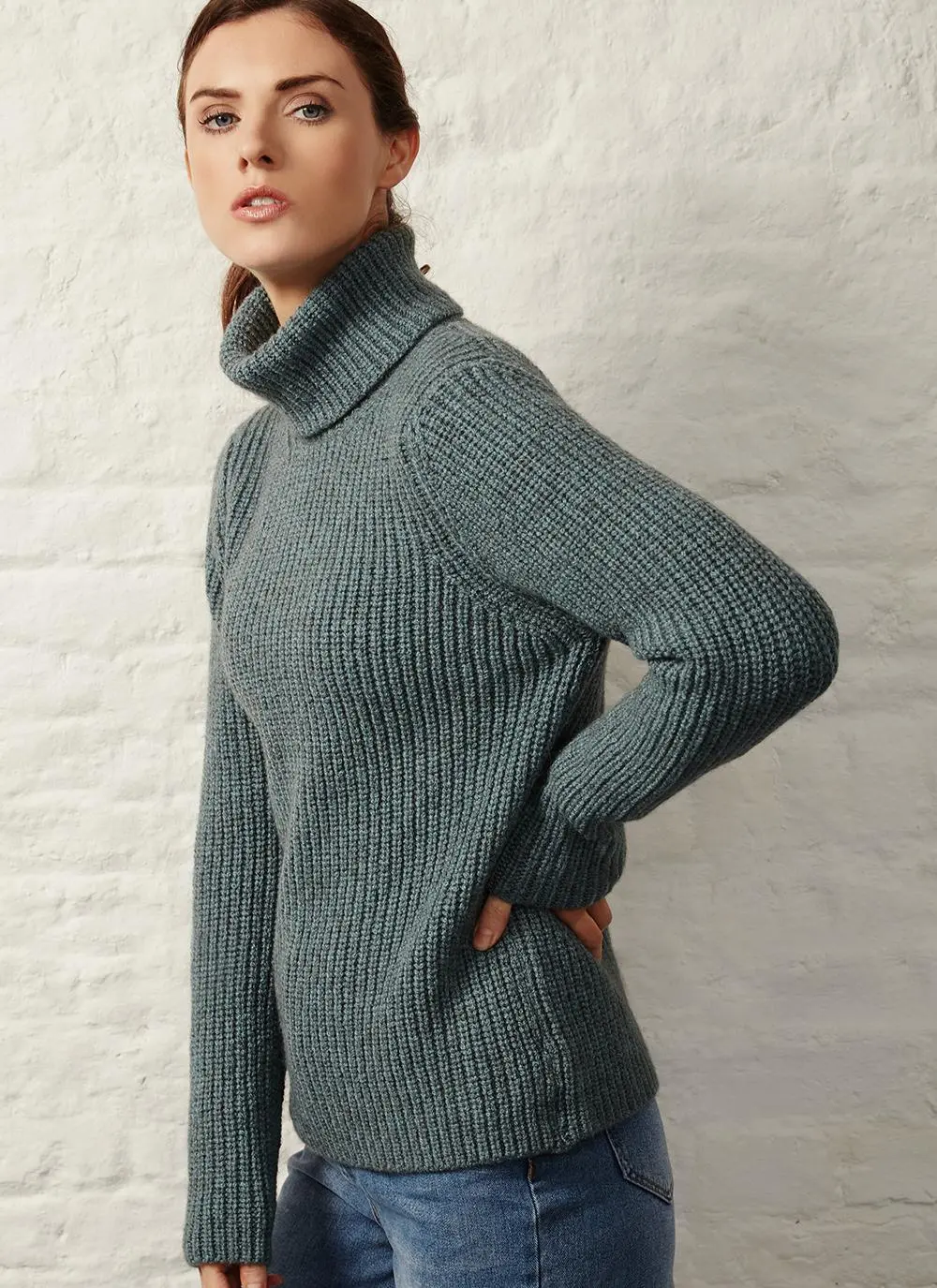 Fisherman Alpaca Ribbed Polo Neck Sweater