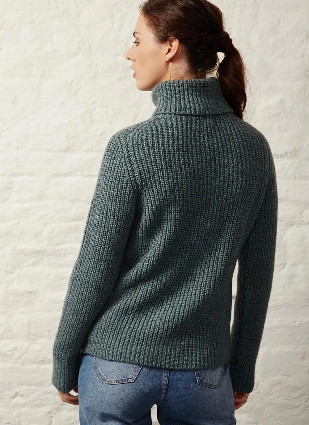 Fisherman Alpaca Ribbed Polo Neck Sweater