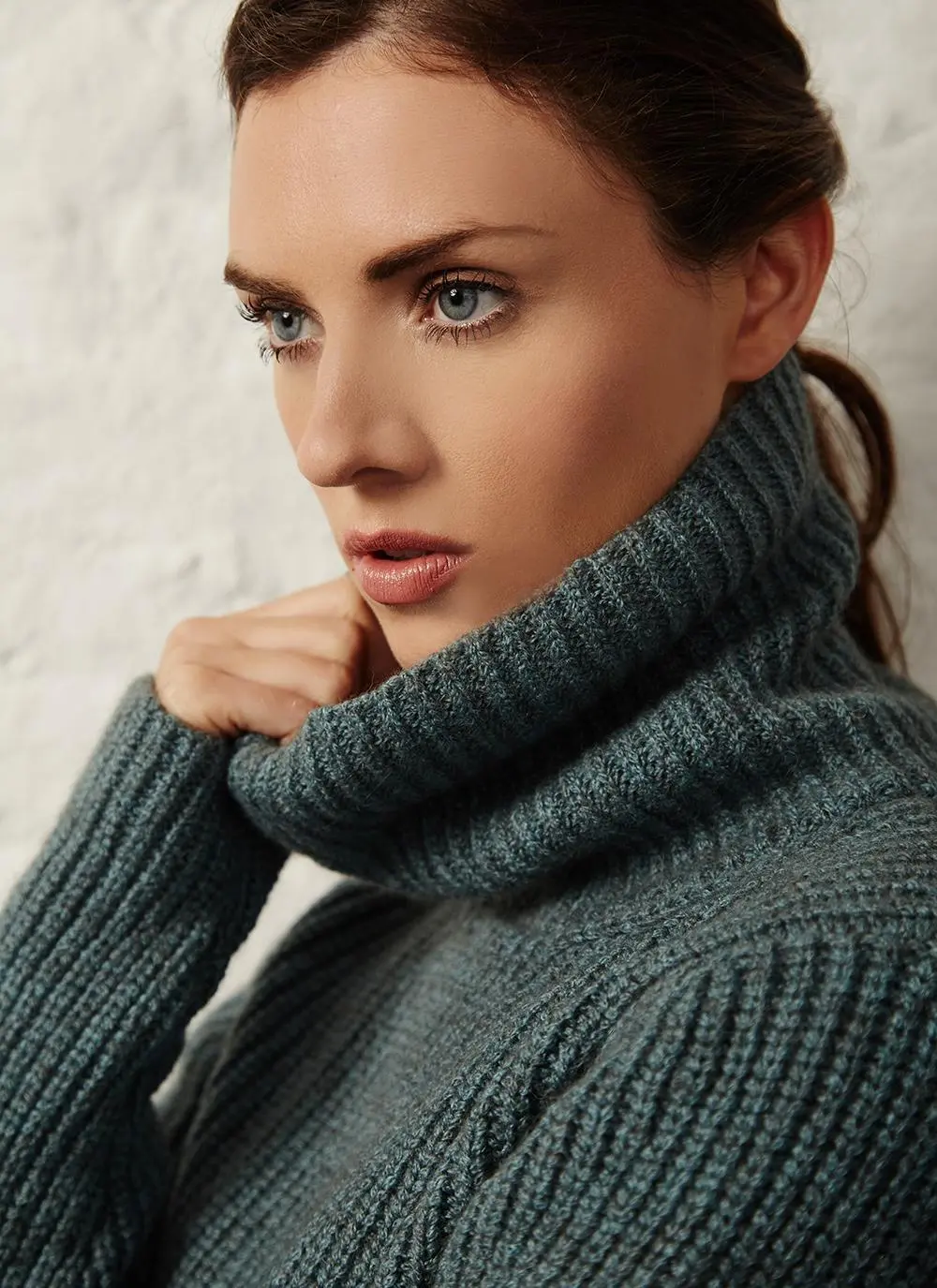 Fisherman Alpaca Ribbed Polo Neck Sweater