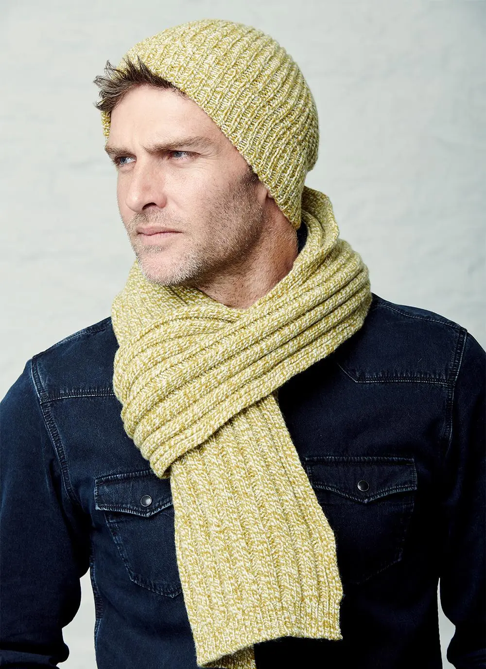 Fisherman Wool Cashmere Ribbed Beanie & Scarf Set