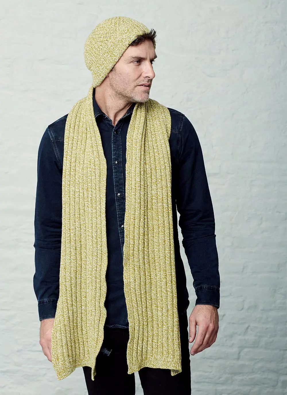 Fisherman Wool Cashmere Ribbed Beanie & Scarf Set