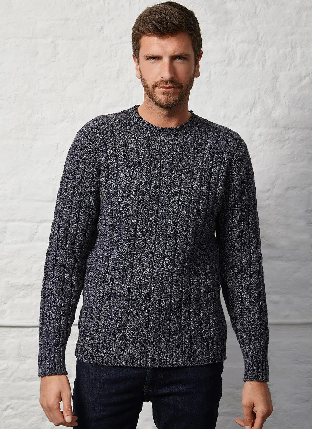 Fisherman Cabled Crew Neck Sweater