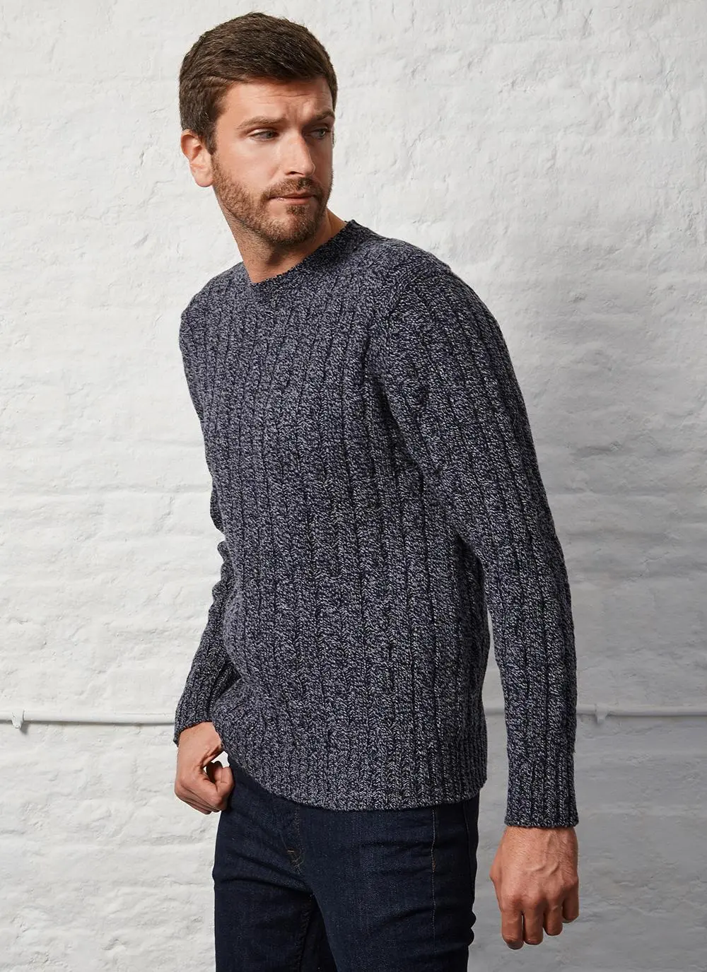 Fisherman Cabled Crew Neck Sweater