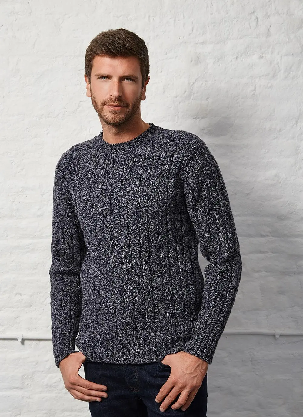 Fisherman Cabled Crew Neck Sweater