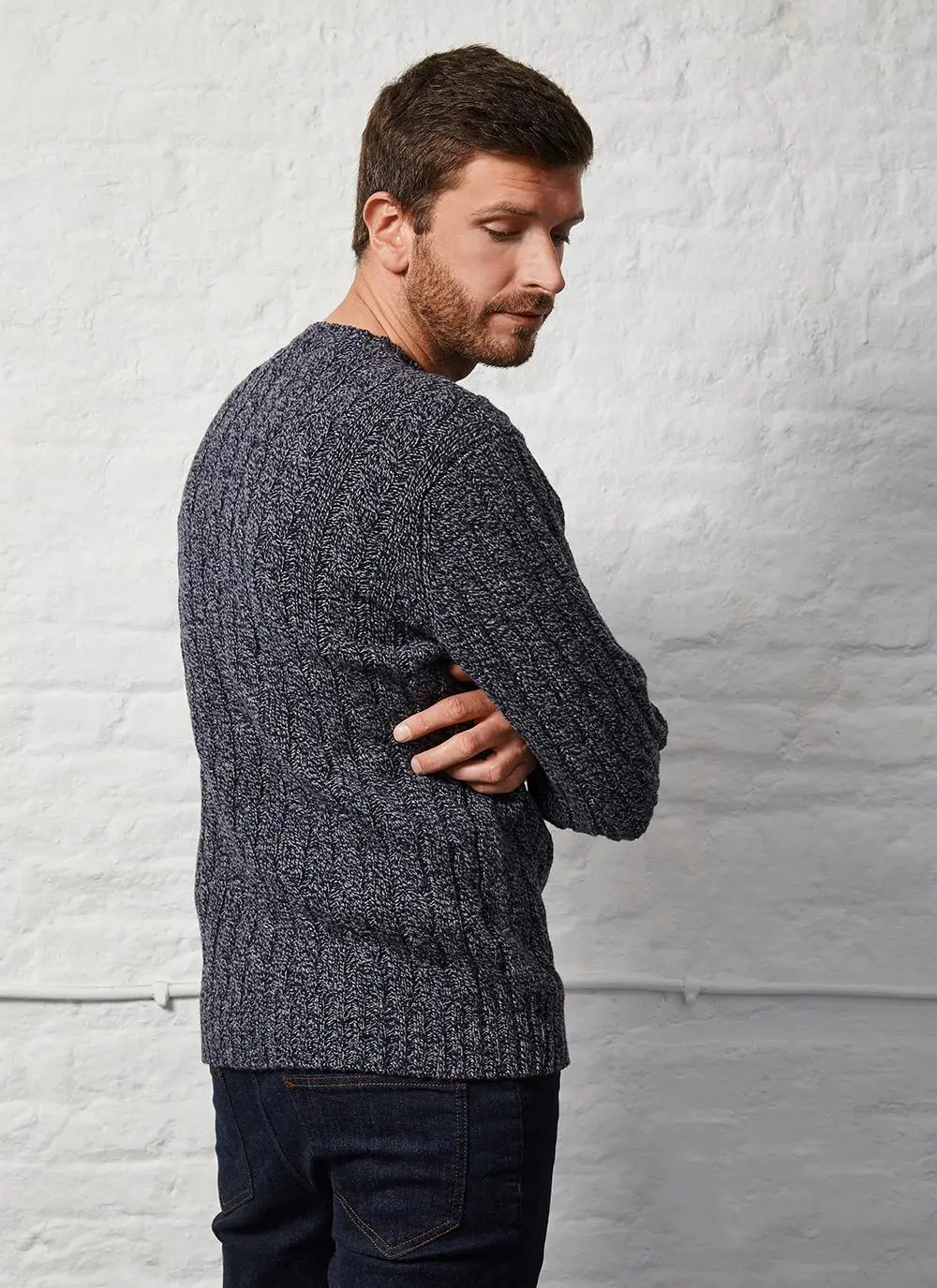 Fisherman Cabled Crew Neck Sweater