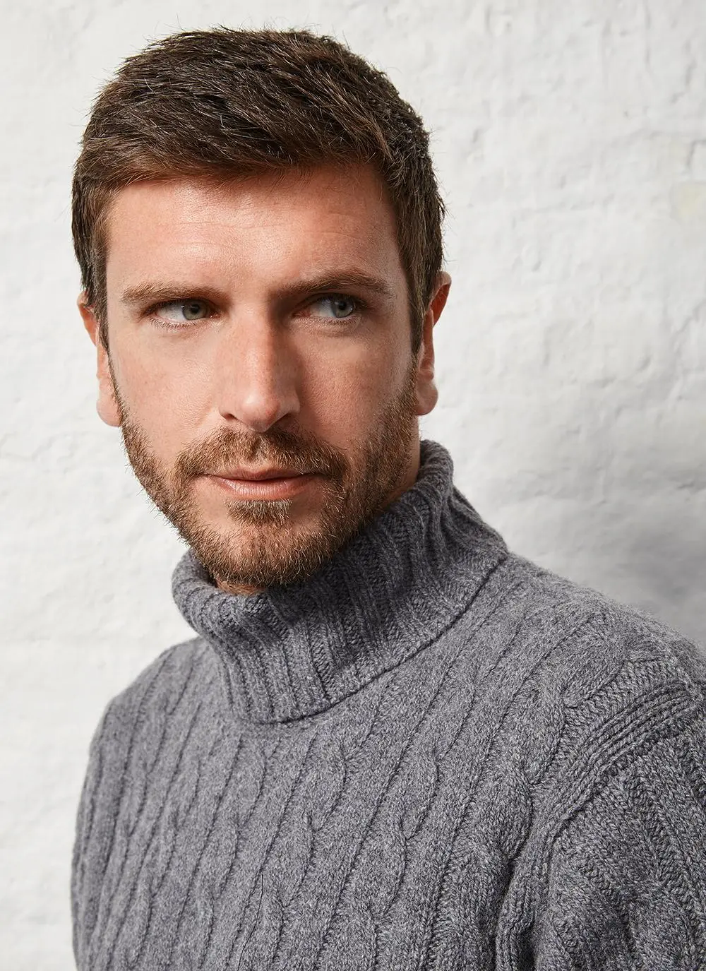 Fisherman Cabled Polo Neck Sweater
