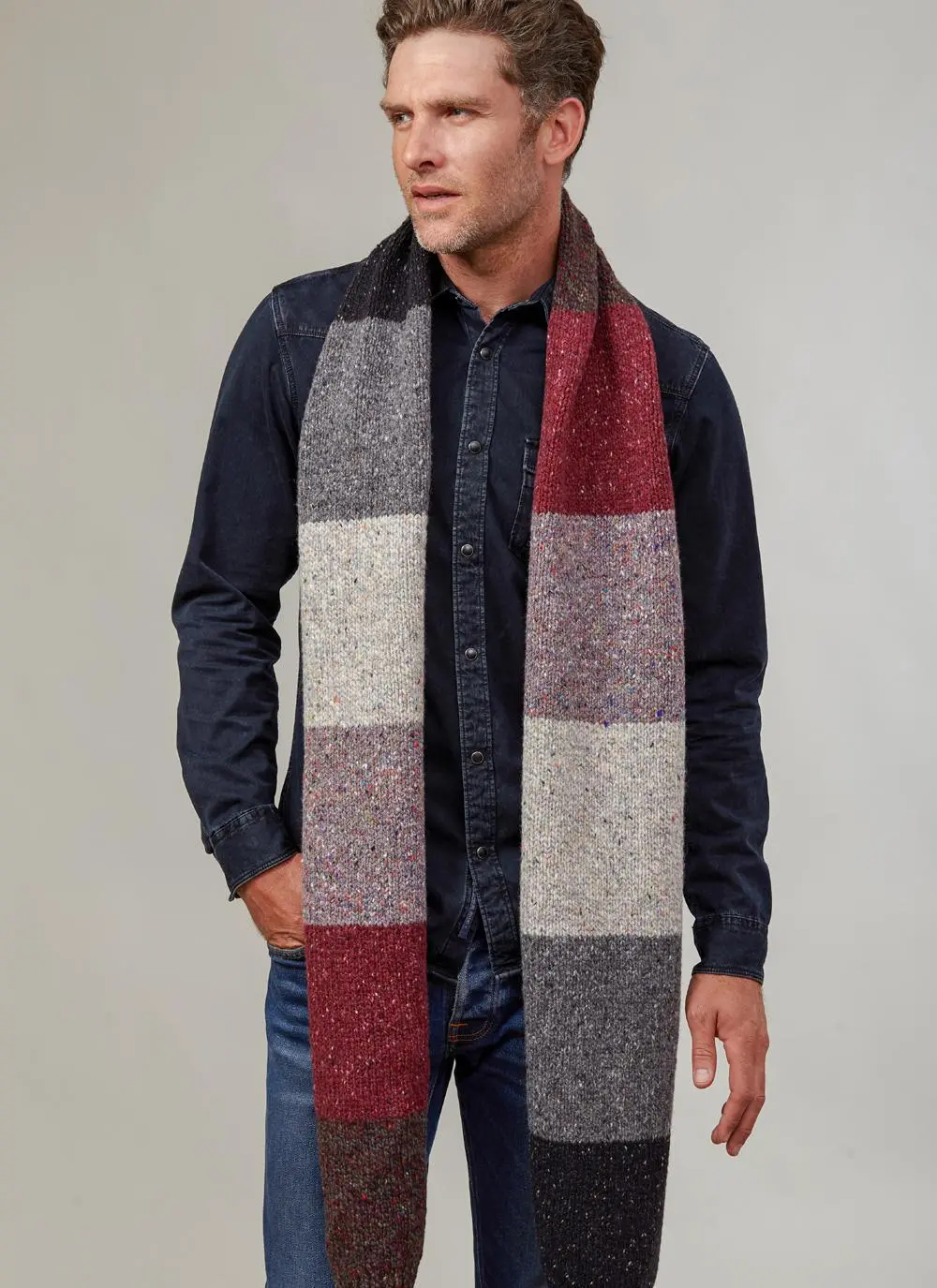 Fisherman Color Block Scarf Wildberry