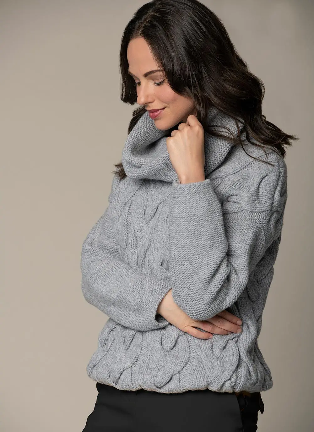 Fisherman Cowl Cable Sweater