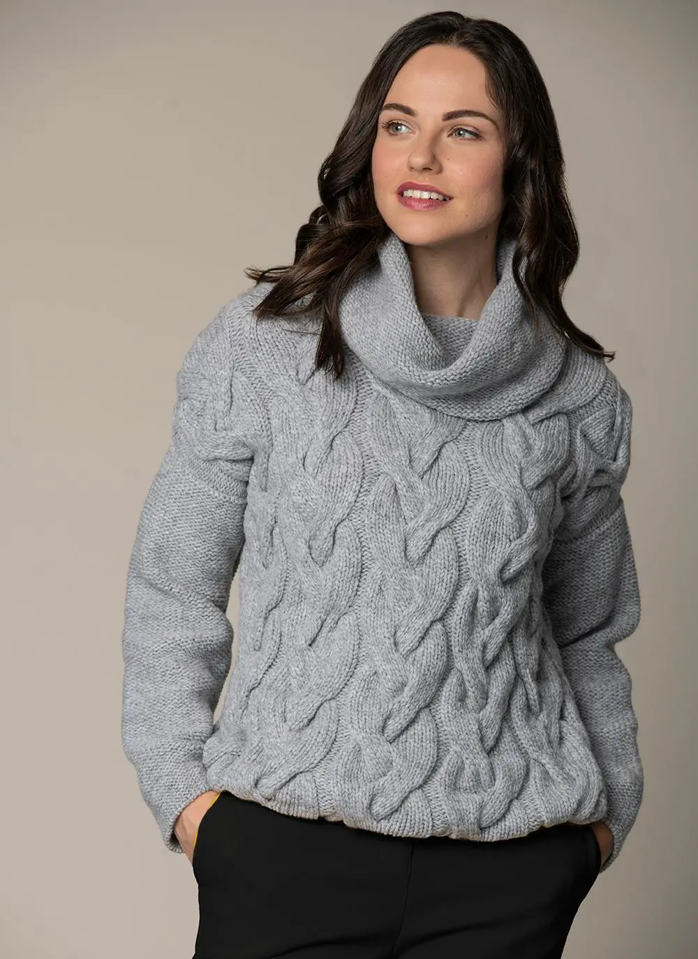 Fisherman Cowl Cable Sweater