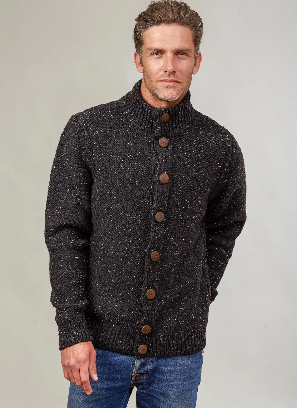 Fisherman Donegal Fleck Button Cardigan