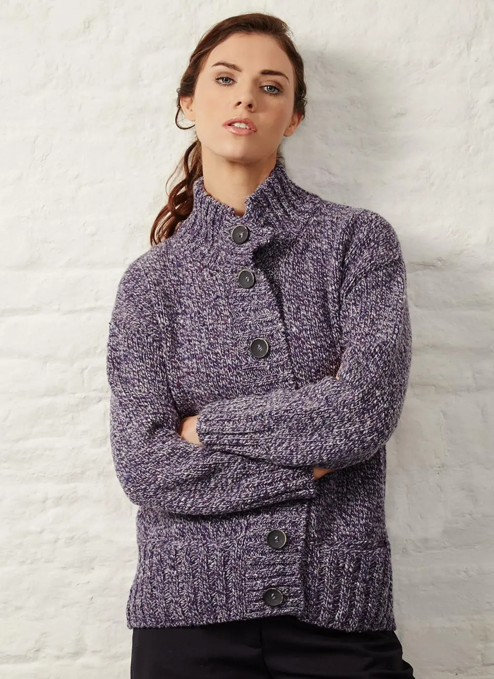 Fisherman Donegal Fleck Button Cardigan