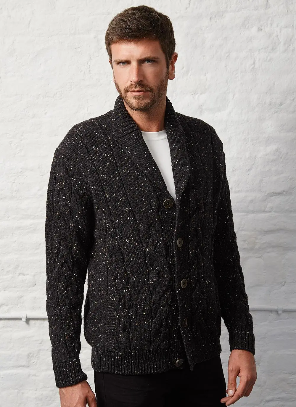 Fisherman Donegal Fleck Button Cardigan