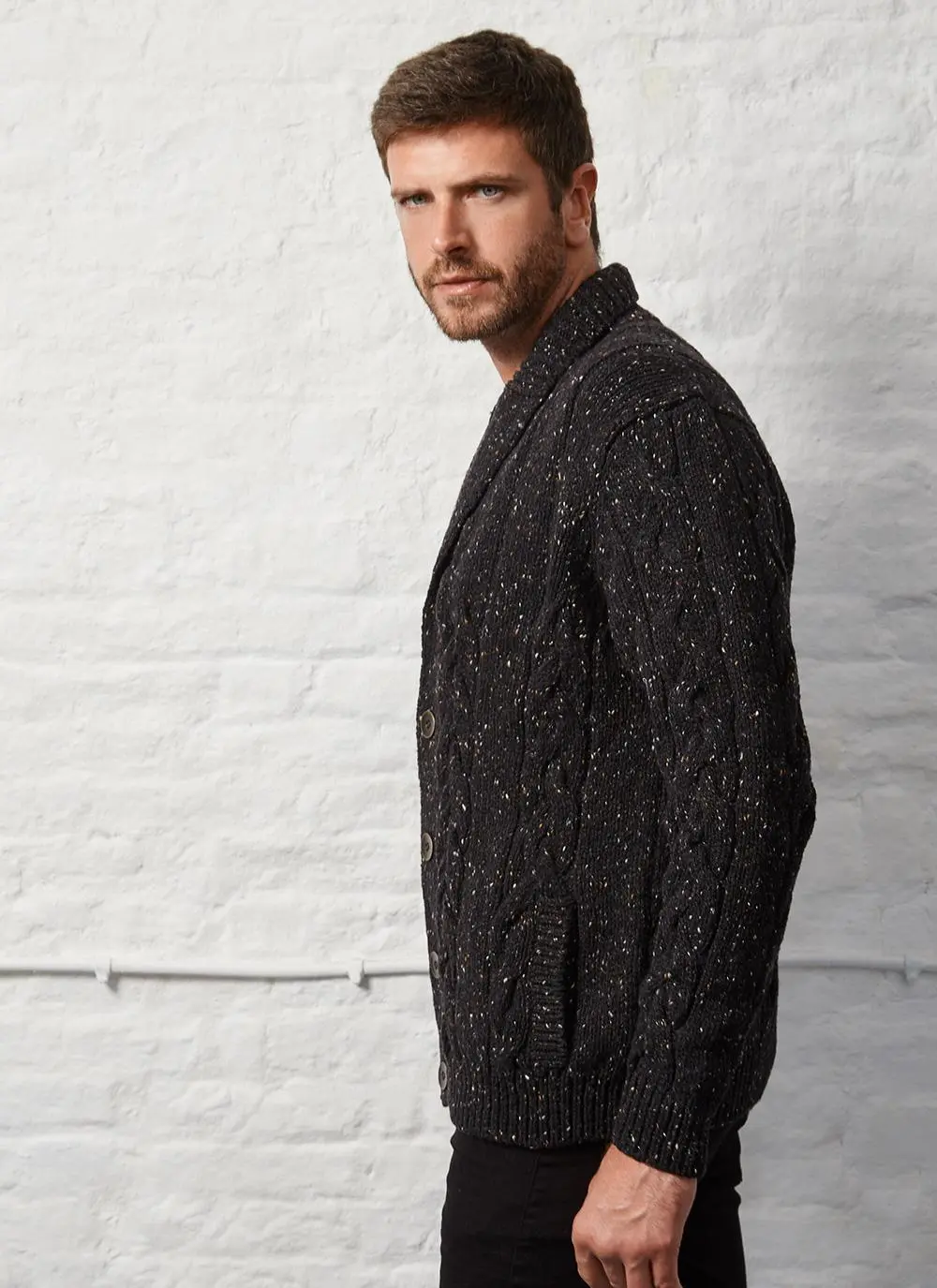Fisherman Donegal Fleck Button Cardigan