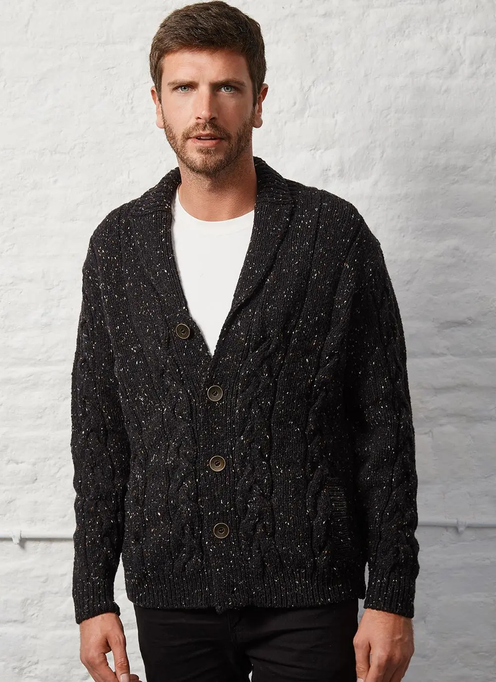 Fisherman Donegal Fleck Button Cardigan