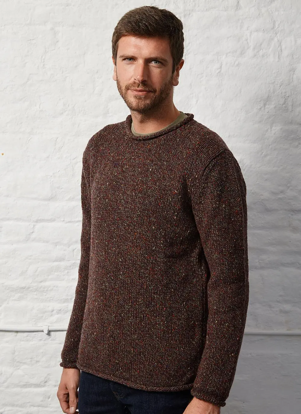 Fisherman Donegal Fleck Roll Neck Sweater