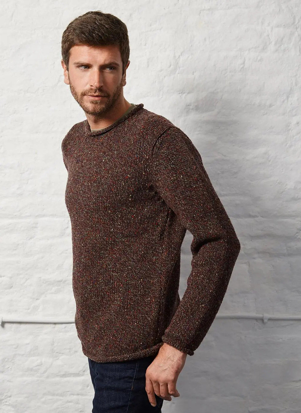 Fisherman Donegal Fleck Roll Neck Sweater