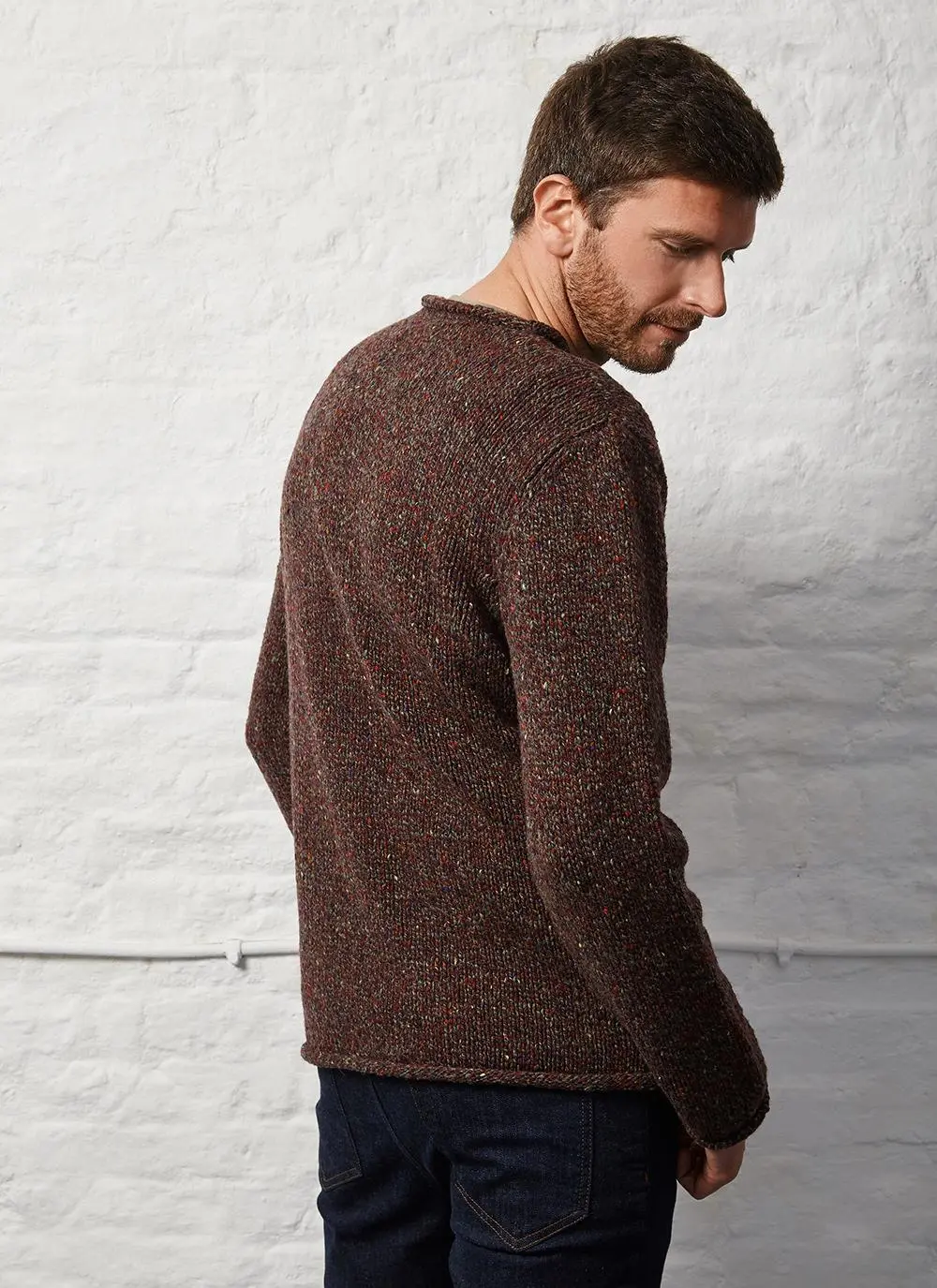 Fisherman Donegal Fleck Roll Neck Sweater