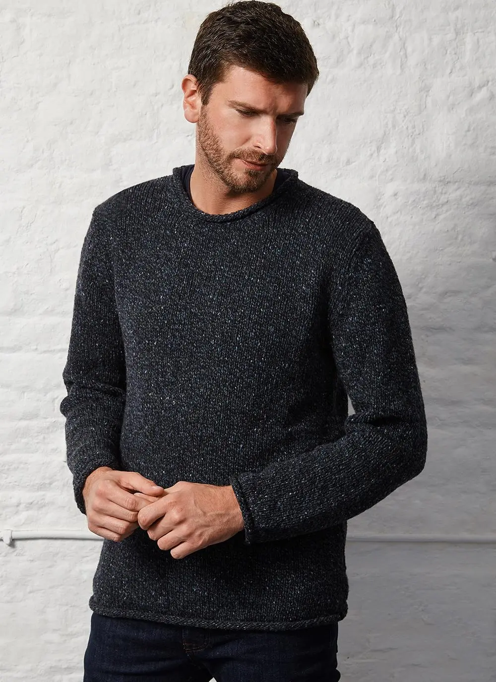 Fisherman Donegal Fleck Roll Neck Sweater