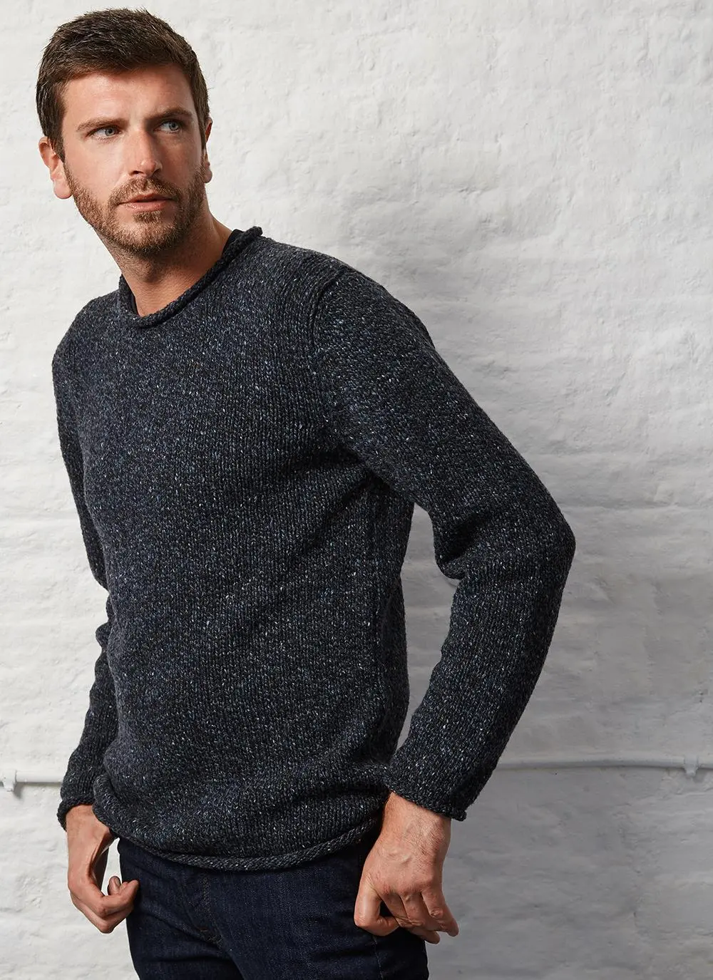 Fisherman Donegal Fleck Roll Neck Sweater