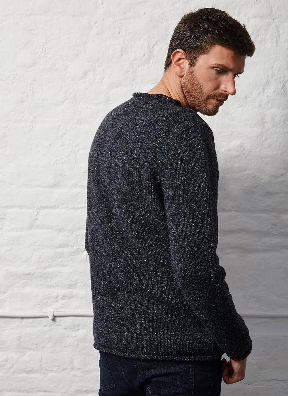 Fisherman Donegal Fleck Roll Neck Sweater