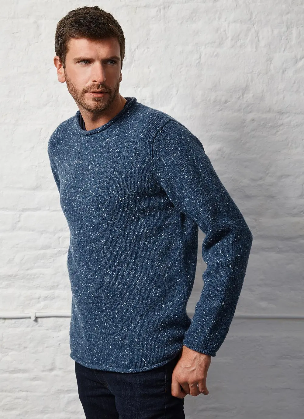 Fisherman Donegal Fleck Roll Neck Sweater