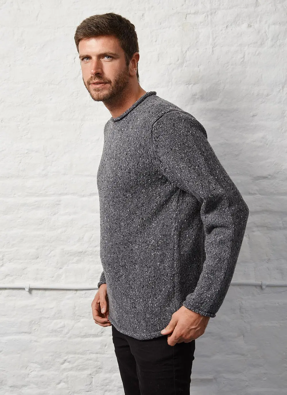 Fisherman Donegal Fleck Roll Neck Sweater