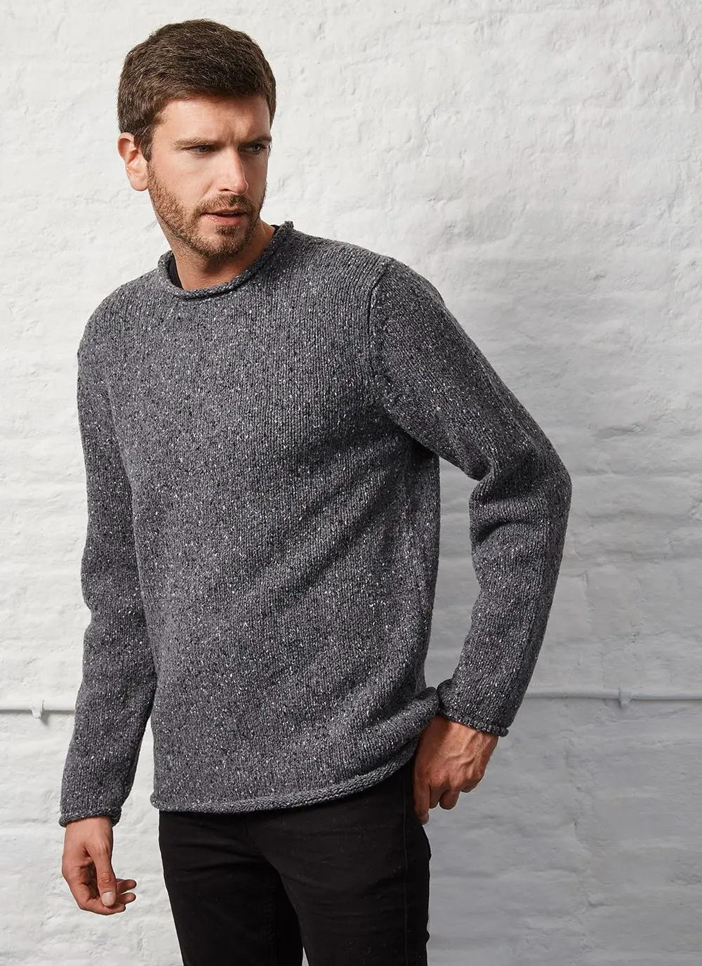 Fisherman Donegal Fleck Roll Neck Sweater