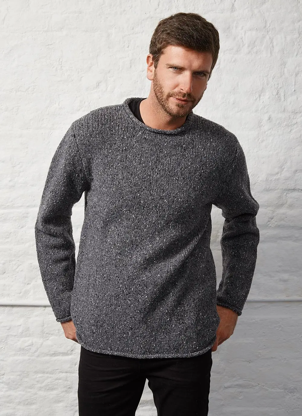 Fisherman Donegal Fleck Roll Neck Sweater