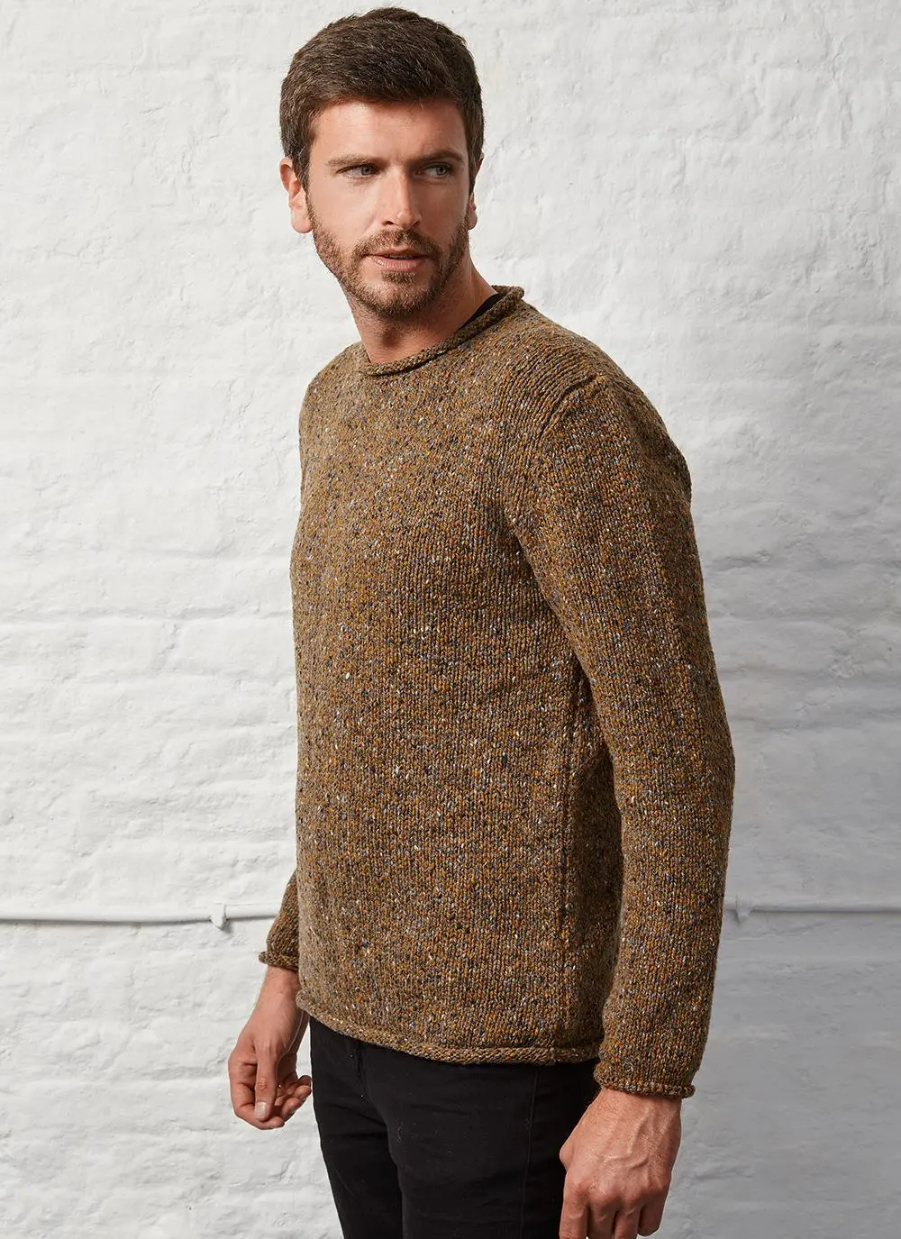 Fisherman Donegal Fleck Roll Neck Sweater