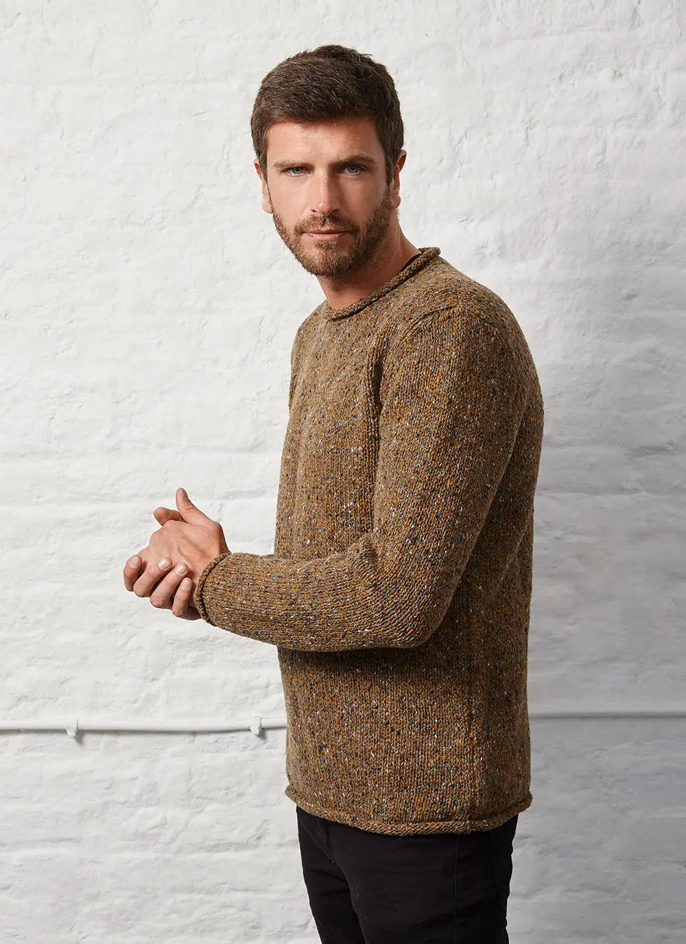 Fisherman Donegal Fleck Roll Neck Sweater