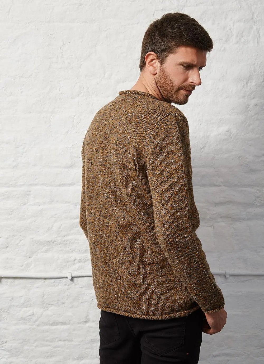 Fisherman Donegal Fleck Roll Neck Sweater