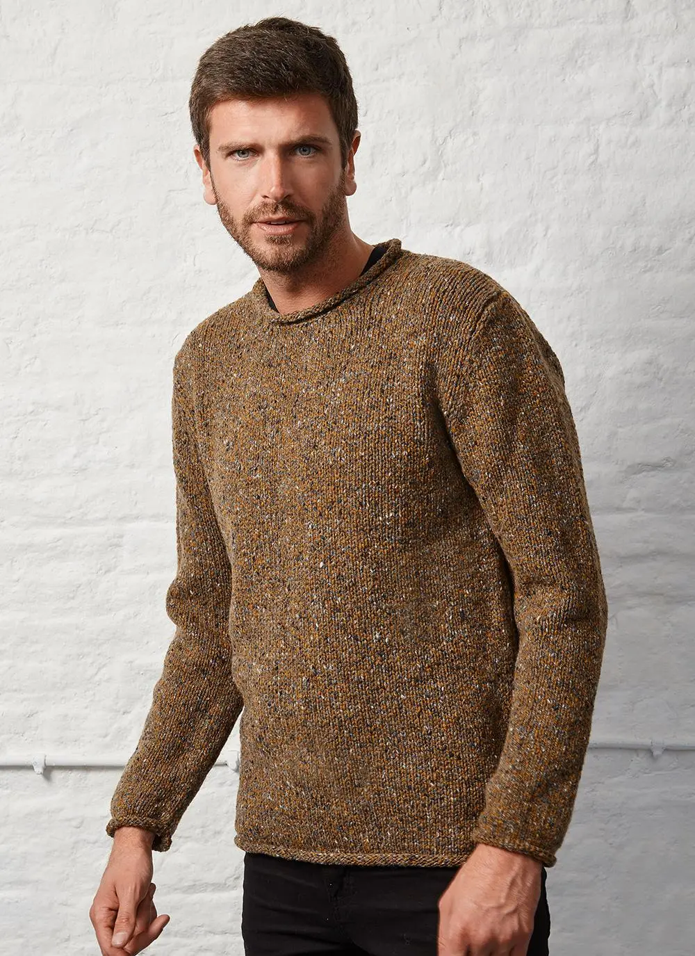 Fisherman Donegal Fleck Roll Neck Sweater