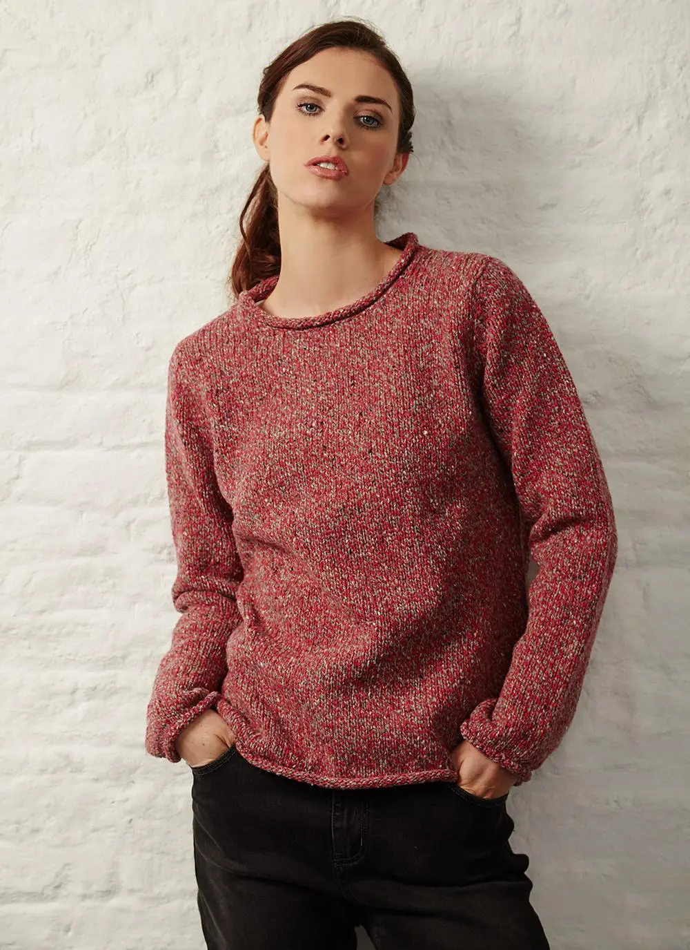 Fisherman Donegal Fleck Roll Neck Sweater
