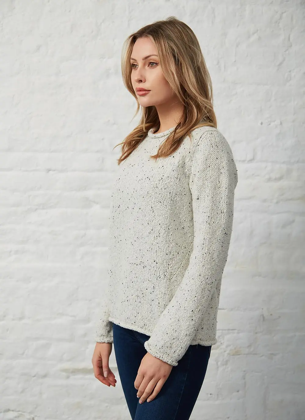 Fisherman Donegal Fleck Roll Neck Sweater